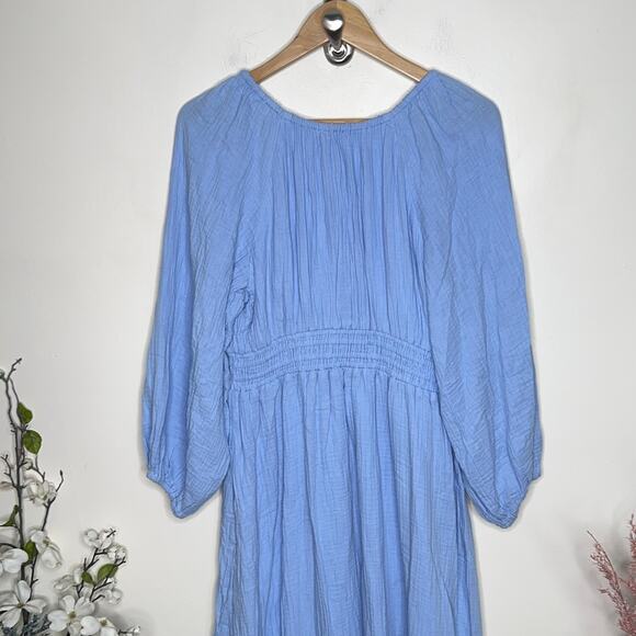 J. CREW V-Neck Midi Dress in Soft Gauze Frozen Lake Blue {GG43} - Picture 5 of 9